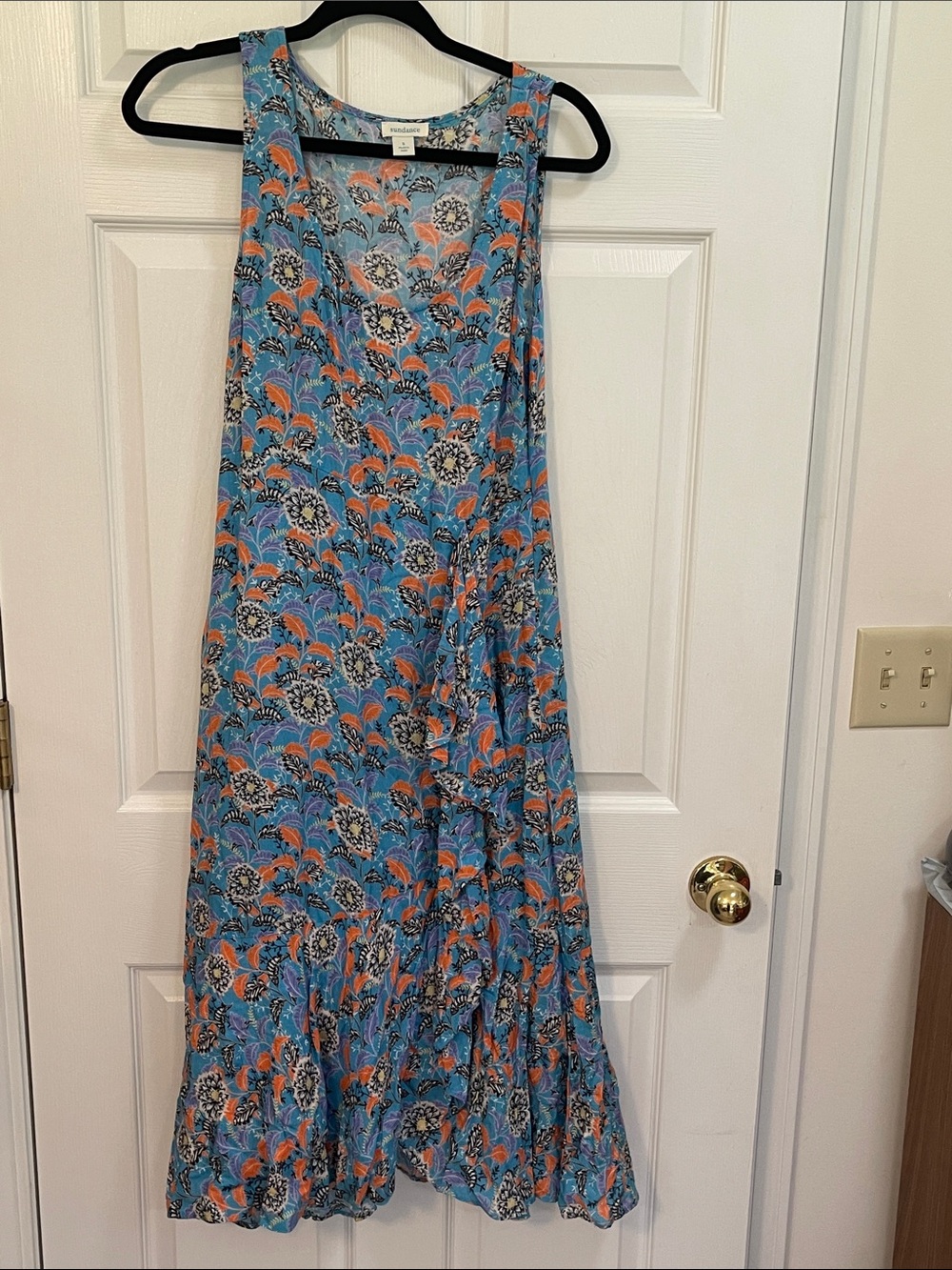 Sundance Blue Floral & Orange Accent Dress Size Sm